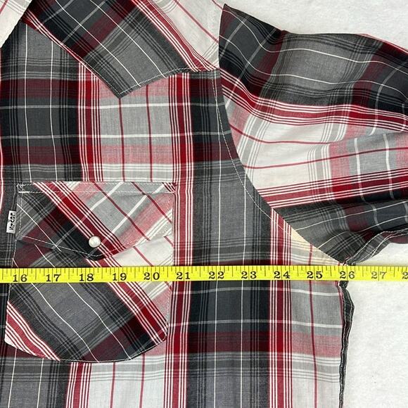 Vintage Levi’s Pearl Snap Western Shirt Plaid Red White Gray Size XL - Picture 4 of 9